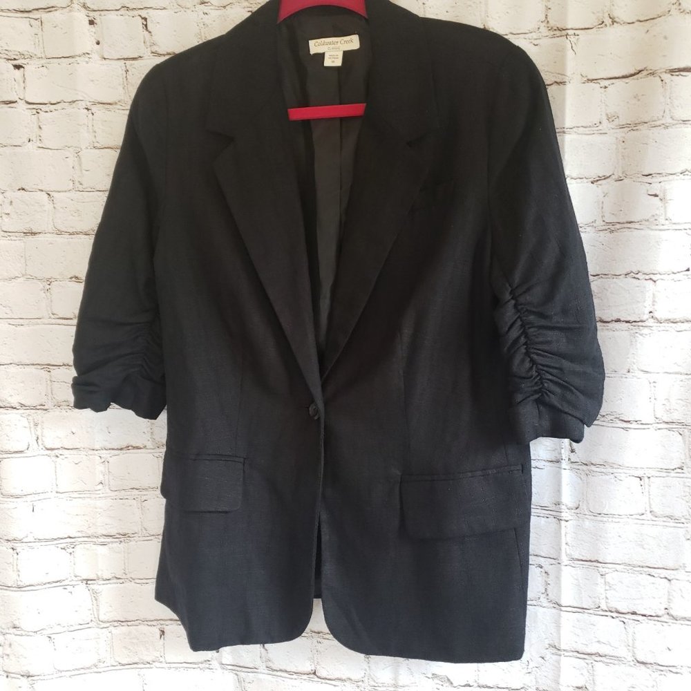 BLACK LINEN COLDWATER CREEK JACKET SZ 10>>SALE PRICED!!